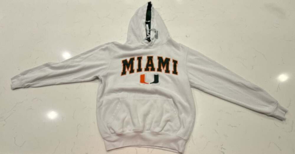 Colosseum Miami Hurricanes Hoodie Size S White Pullover Sweatshirt